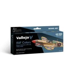 Set 8 pinturas para modelismo 163 RAF colors Desert Scheme & M.T.O. 1940-1945 Air War Vallejo 17ml