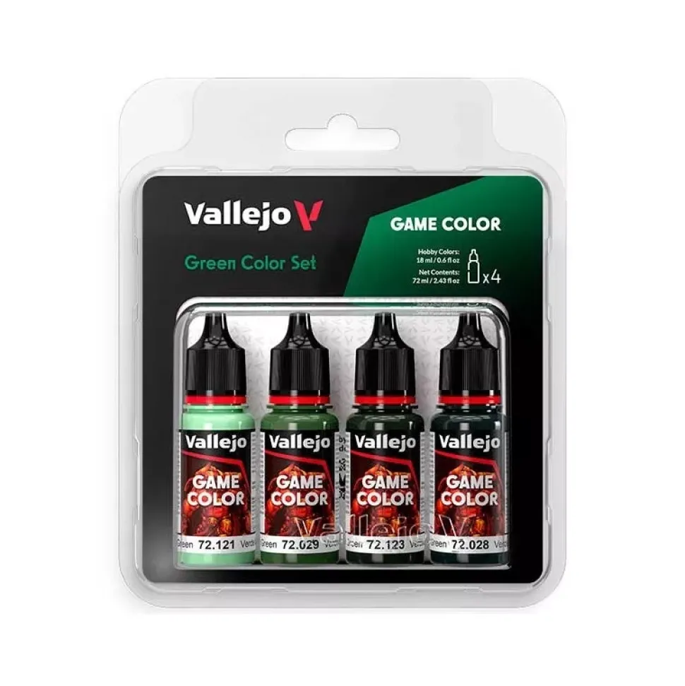 Set 4 pinturas para modelismo 384 Verdes Game Color Vallejo 18ml