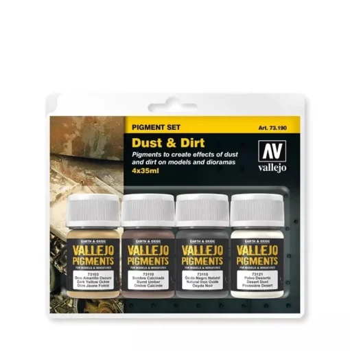 Set 4 pinturas para modelismo 190 Polvo y Suciedad Pigments FX Vallejo 35ml