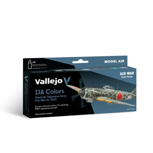 Set 8 pinturas para modelismo 152 Imperial Japanese Army (IJA) colors pre-war to 1945 Air War Vallejo 17ml