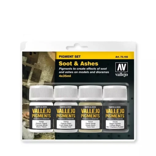 Set 4 pinturas para modelismo 193 Hollín y Cenizas Pigments FX Vallejo 35ml