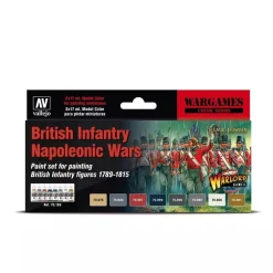 Set 8 pinturas para modelismo 163 British Infantry Napoleonic Wars Wargames Napoleonics Vallejo 17ml