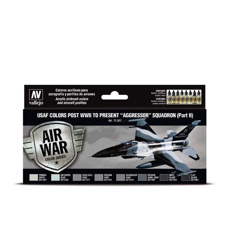 Set 8 pinturas USAF colors post WWII to present Aggressor Squadron II Vallejo 17ml