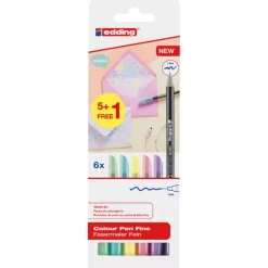 Set 5+1 Rotuladores Colores Pastel Edding 1200
