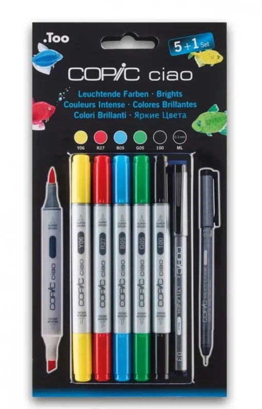 Set 5+1 rotuladores Colores Brillantes Copic Ciao