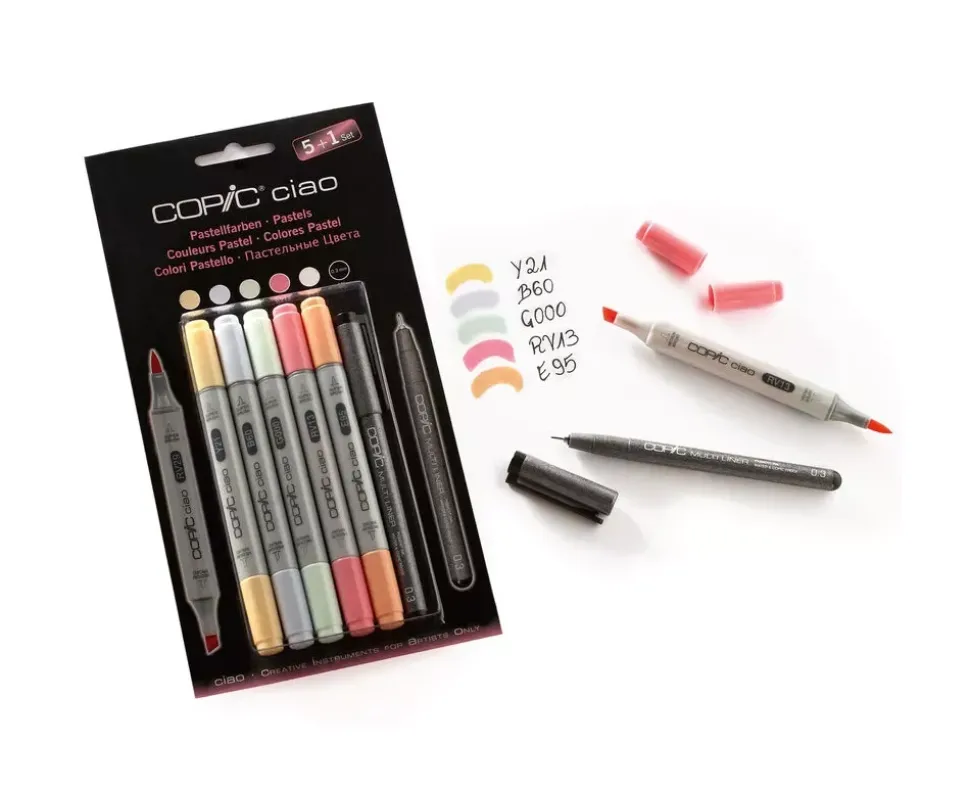 Set 5+1 rotuladores Colores Pastel Copic Ciao