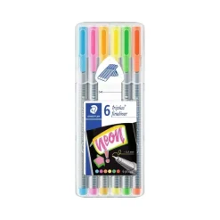 Set 6 Rotuladores Fineliner Neón Triplus Staedtler