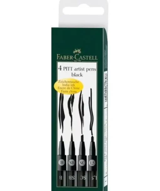 Set 4 rotuladores Negro XS-M Pitt Artist Pen Faber-Castell