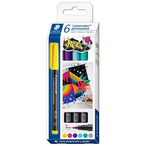 Set 6 Rotuladores permanentes surtidos M Lumocolor Staedtler 1mm