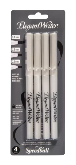 Set 4 rotuladores permanentes negros ElegantWriter Speedball
