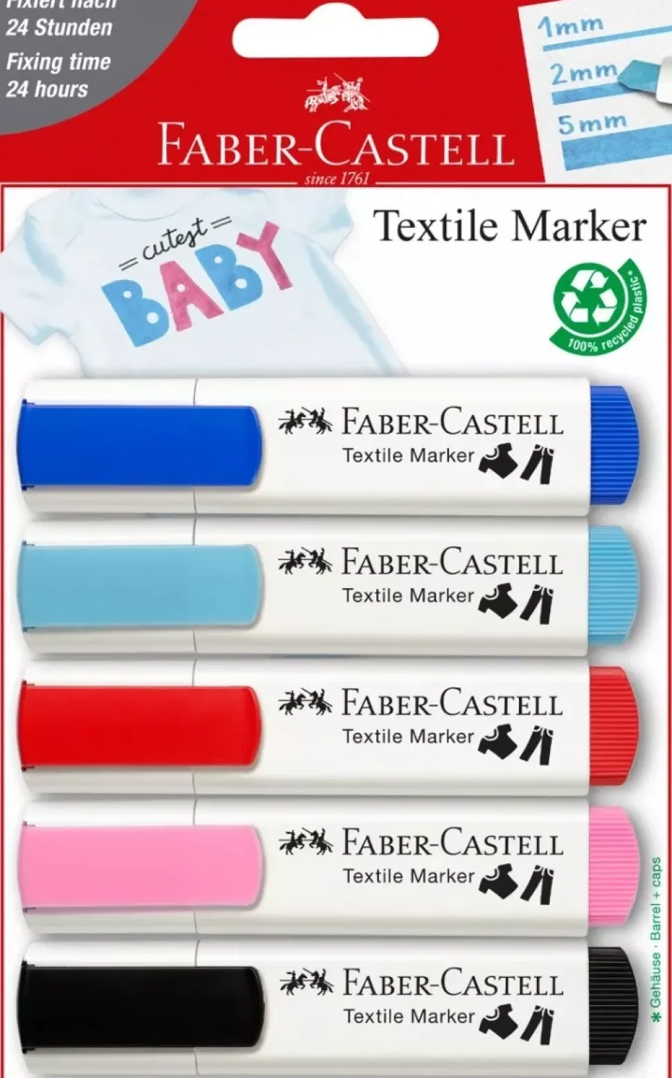 Set 5 Rotuladores Textil Baby Party Textile Marker Faber-Castell