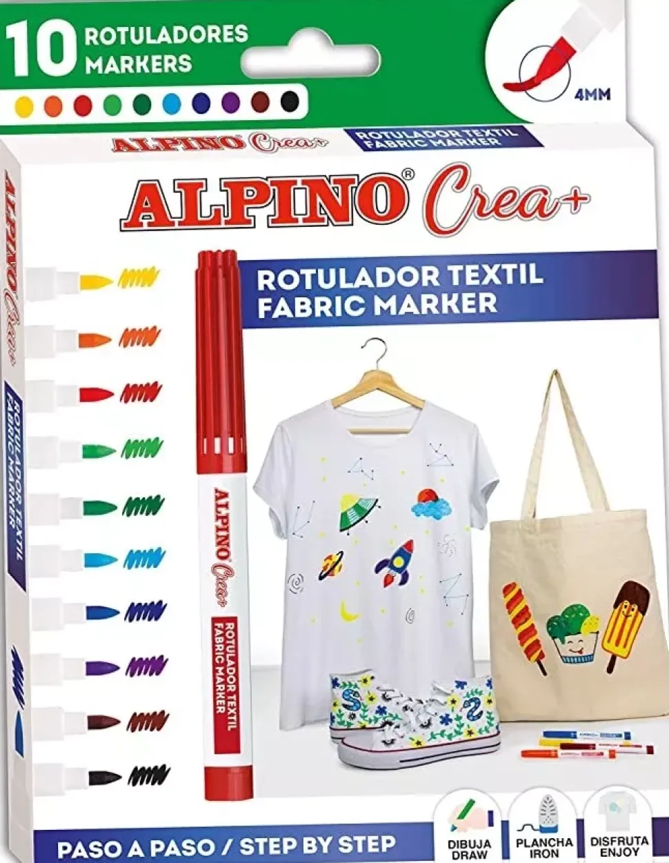 Set 10 Rotuladores Textiles Crea+ Alpino