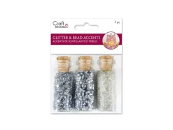 Set 3 tarros con Cuentas y Semillas Plata Multicraft