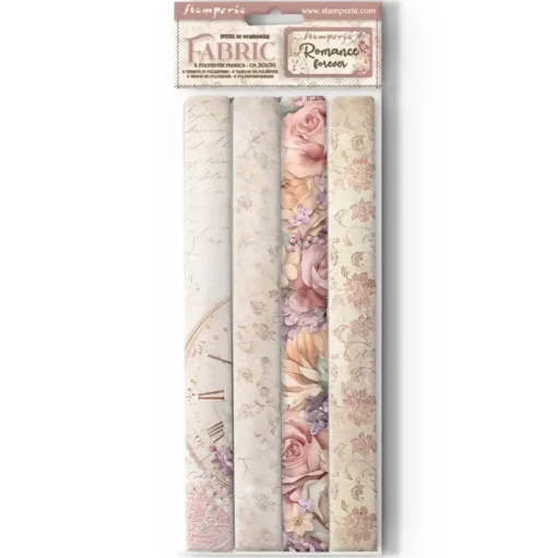 Set 4 Telas de Encuadernar Romance Forever Stamperia 30x30cm