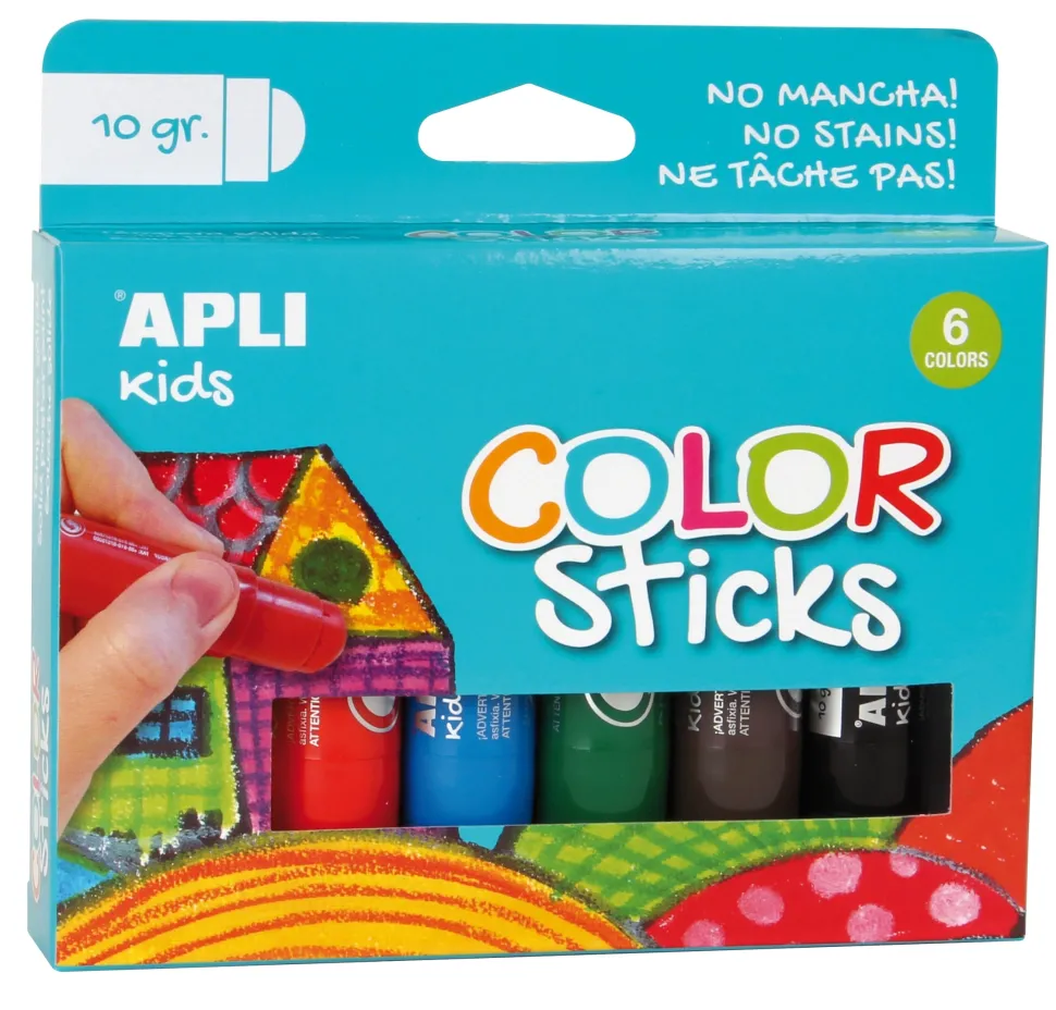 Set 6 témperas sólidas colores surtidos Apli 10g