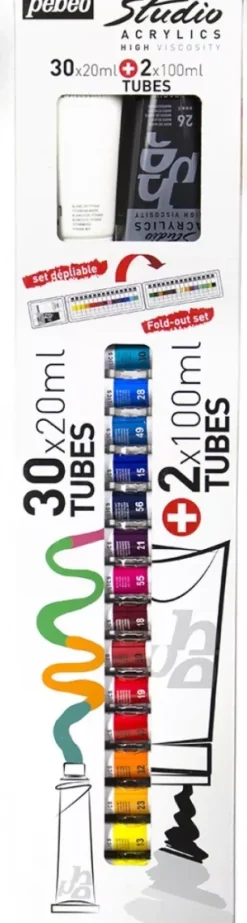 Set 32 Tubos Acrílicos Studio Acrylics Pebeo