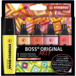 Set Arty 5 Subrayadores Colores Cálidos STABILO Boss Original