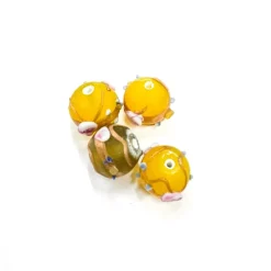 Set de 4 abalorios de cristal de Murano amarillo mate