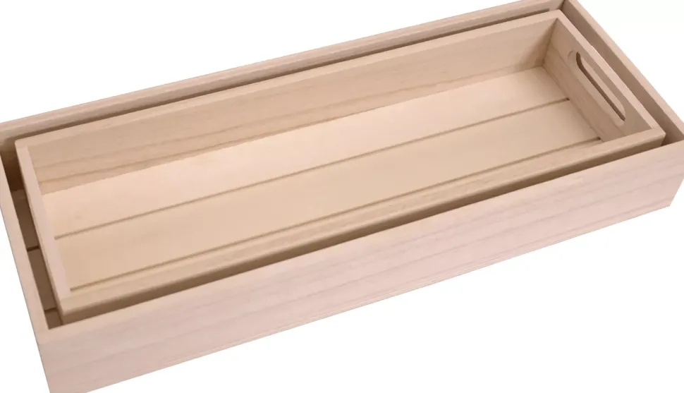 Set de 2 Bandejas de Madera Rectangular Artemio