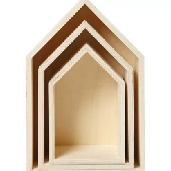 Set de 3 casas de madera