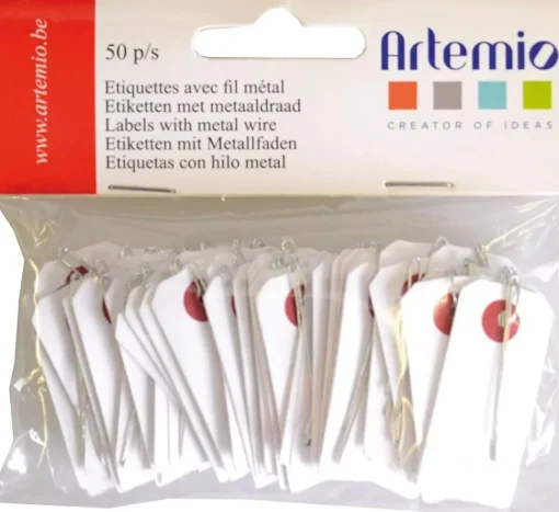 Set de 50 Die-Cuts Mini Etiquetas Blanco Artemio 2x4cm
