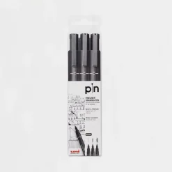 Set de 3 rotuladores calibrados negros Pin Uni-Ball