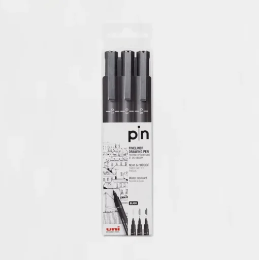 Set de 3 rotuladores calibrados negros Pin Uni-Ball