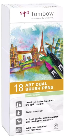 Set de 18 rotuladores Dual Brush Colores Pastel Tombow