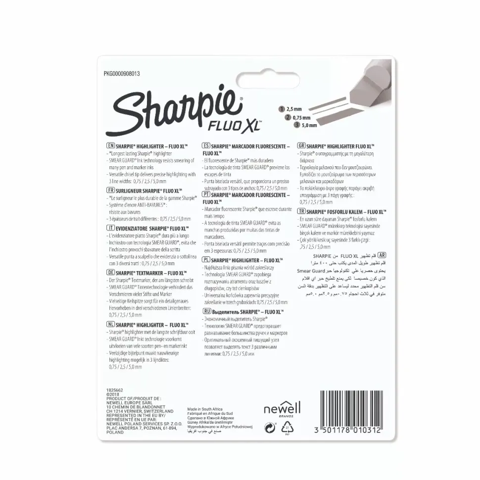 Set de 4 Rotuladores Fluorescentes Fluo XL Sharpie