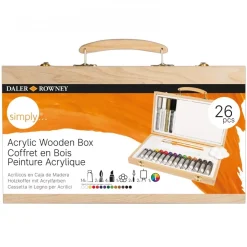 Set Maletín de Madera y 26 Acrílicos Simply Daler Rowney