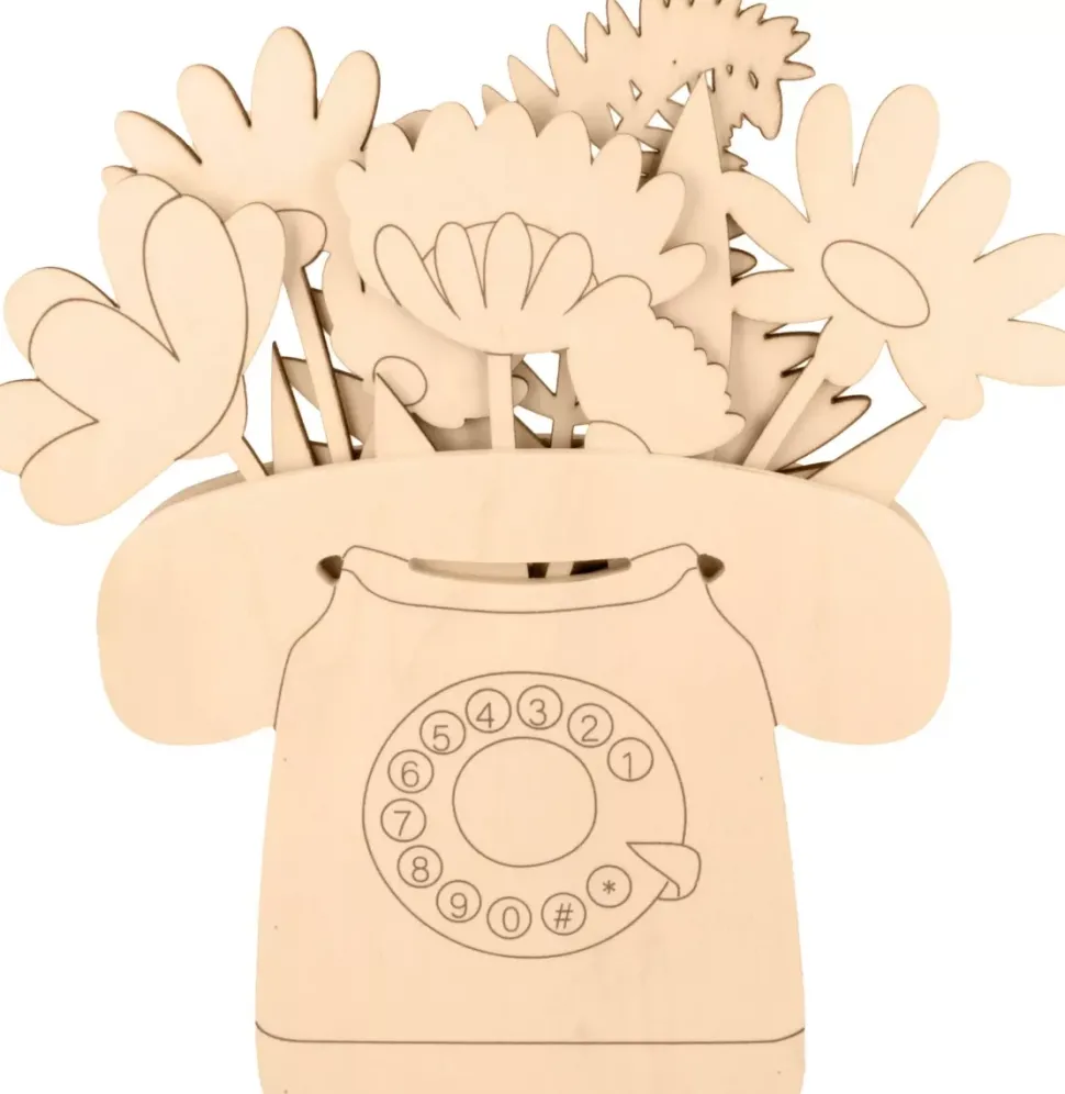 Set Teléfono y Flores de Madera Life is Simple Artemio