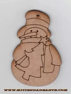 Silueta en DM - NVD015 Muñeco de nieve con arbolito de Navidad