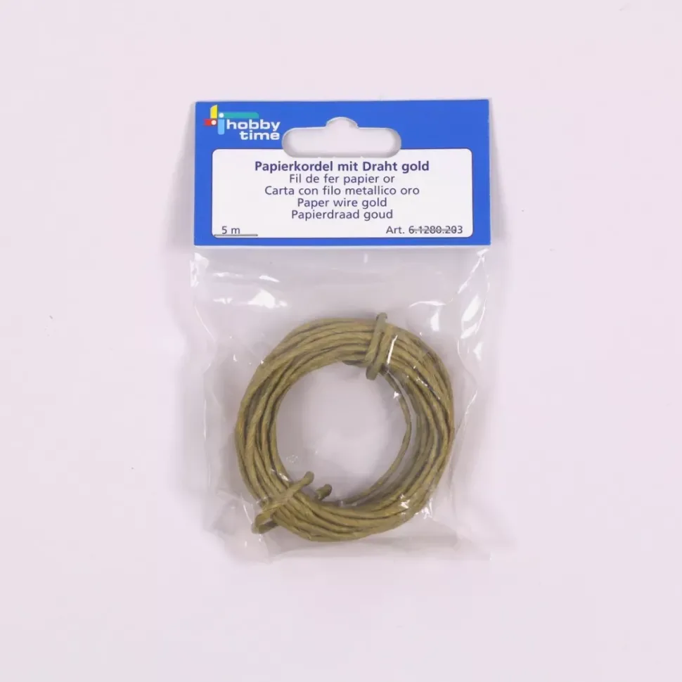 SUPER OFERTA **40%** Cordón de Papel con Alambre Oro Hobby Time 2mm