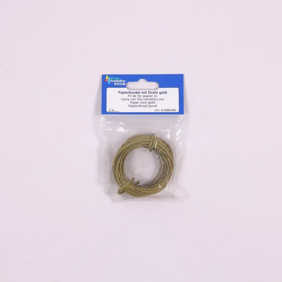 SUPER OFERTA **40%** Cordón de Papel con Alambre Oro Hobby Time 2mm