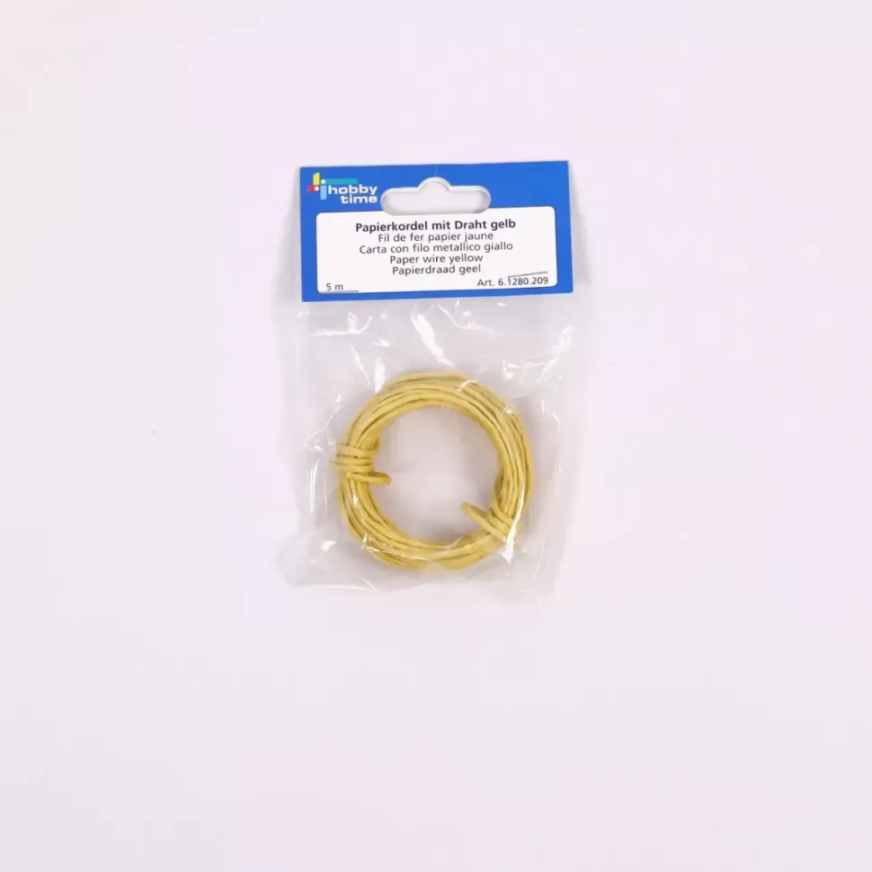 SUPER OFERTA **40%** Cordón de Papel con Alambre Amarillo Hobby Time 2mm