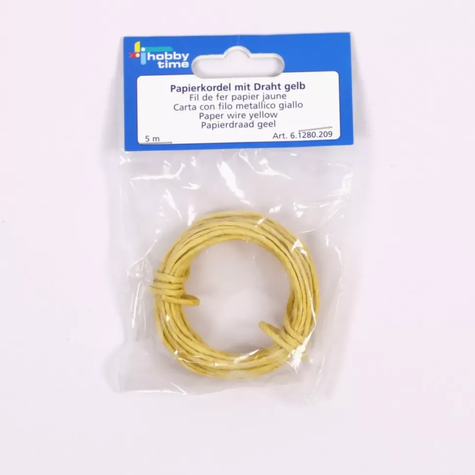 SUPER OFERTA **40%** Cordón de Papel con Alambre Amarillo Hobby Time 2mm