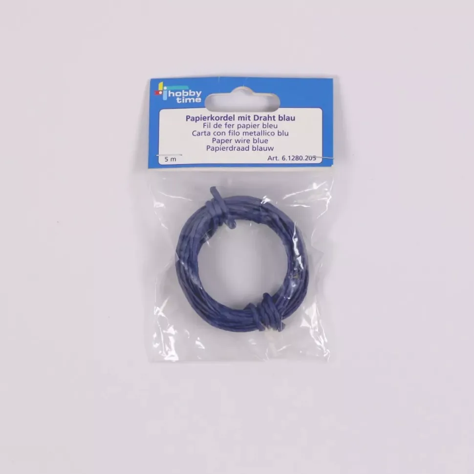 SUPER OFERTA **40%** Cordón de Papel con Alambre Azul Hobby Time 2mm