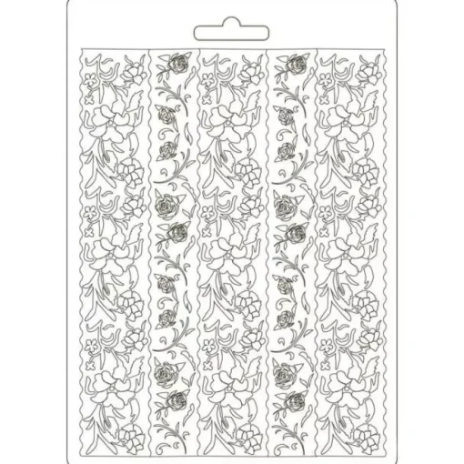 SUPER OFERTA **30%** Molde Flexible Alice Borders Alice Through the Looking Glass Stamperia 14x21cm