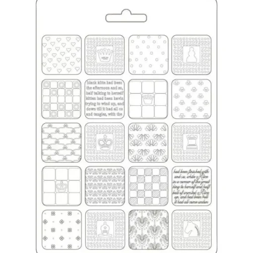 SUPER OFERTA **30%** Molde Flexible Alice Patchwork Alice Through the Looking Glass Stamperia 14x21cm