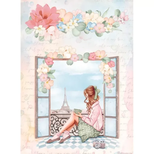 SUPER OFERTA **40%** Papel de arroz ventana Oh là là! Stamperia 21x29cm
