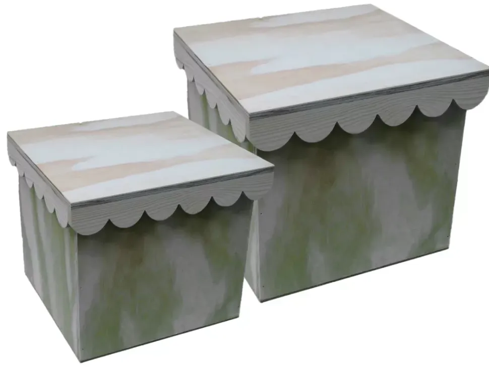 SUPER OFERTA **40%** Set 2 cajas de madera cuadradas con ondas