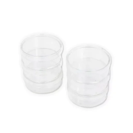 SUPER OFERTA **40%** Set 6 cajas de plástico transparente con tapa circular 4x1,5cm