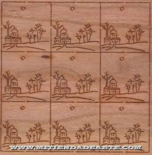 SUPER OFERTA **40%** Taracea para marquetería 6504 paisaje casas iglesia y árboles