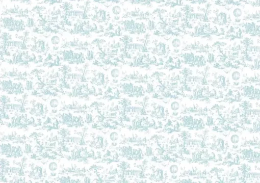 Tela de Encuadernar Toile de Jouy Azul Bebé PapersForYou 70x50cm