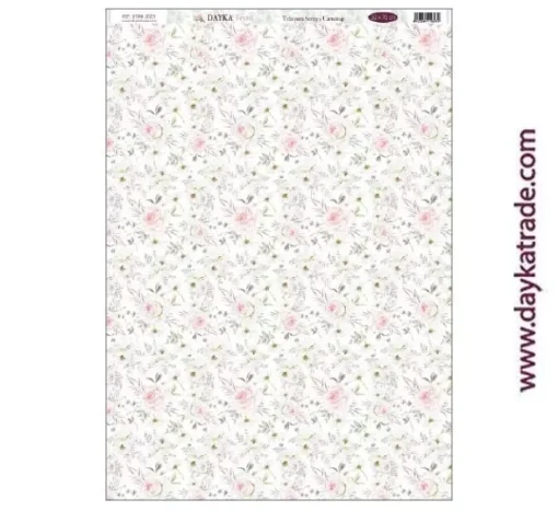 Tela DTXM-2023 Patrón Fondo Flores Bendiciones Dayka 33x70cm