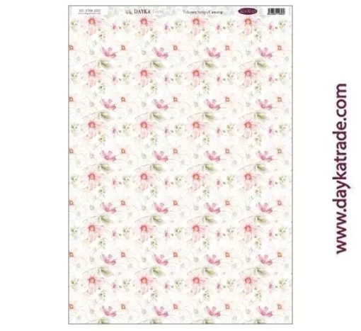 Tela DTXM-2022 Patrón Fondo Flores Bendiciones Dayka 33x70cm