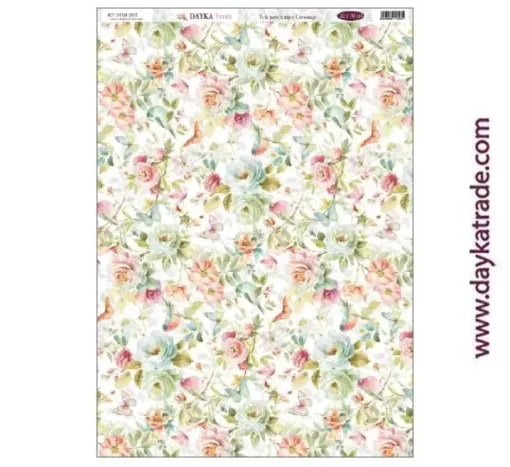Tela DTXM-2019 Patrón Fondo Flores Colores Dayka 33x70cm