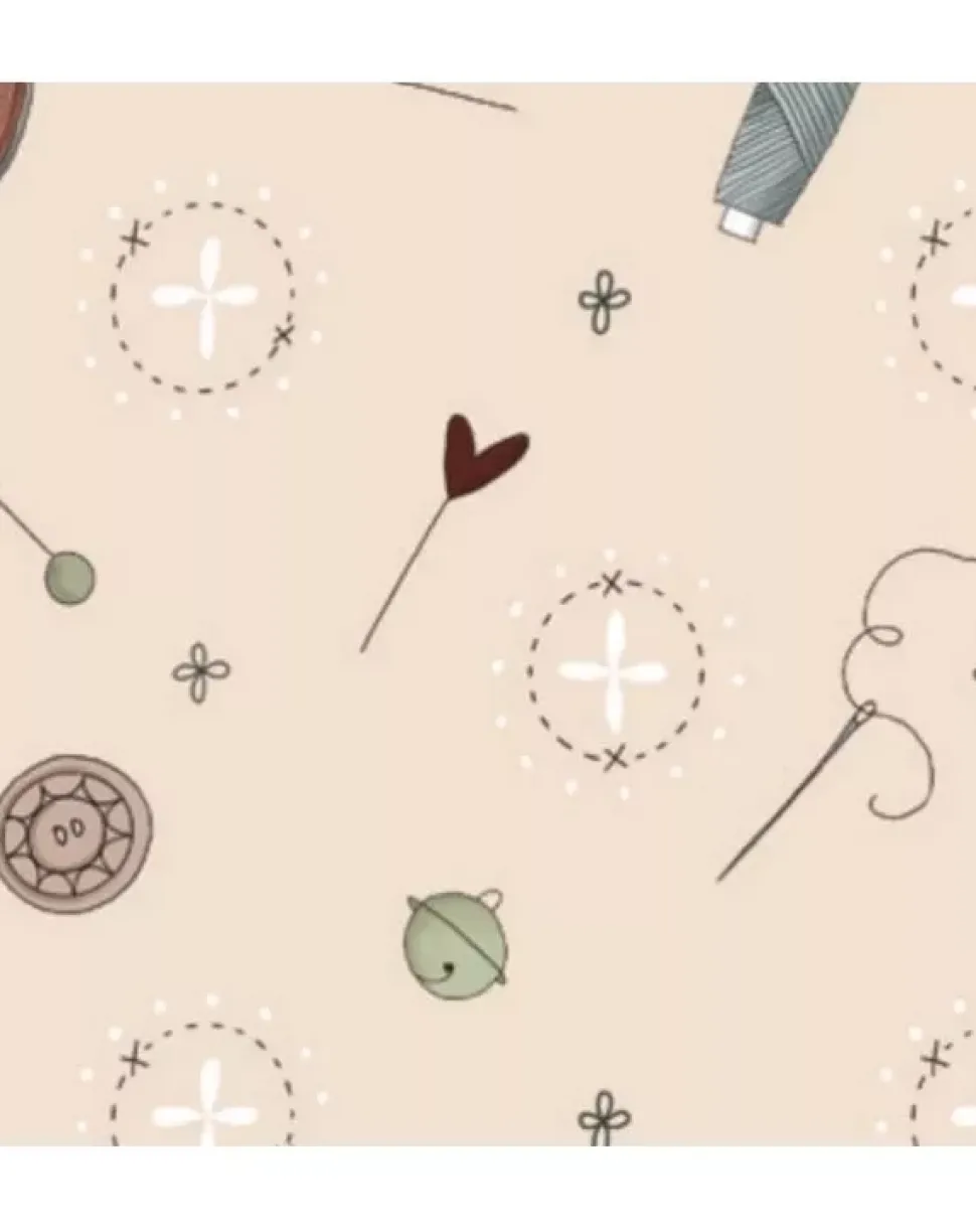 Tela Elementos de Costura Los Pespuntes de Ofelia El Altillo de los Duendes 50x35cm