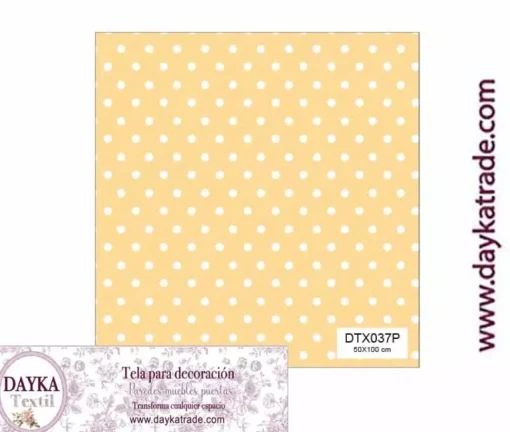 Tela para Decoración #37 Flores con fondo crema y lunares 50x100cm. Dayka