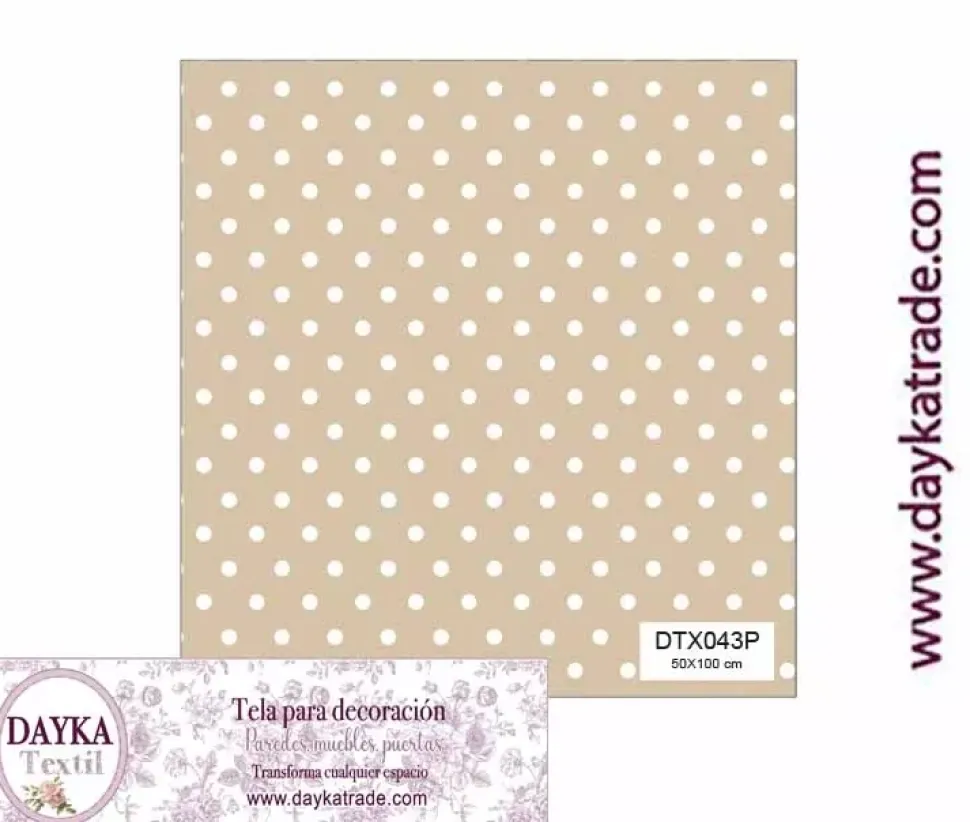 Tela para Decoración #43 Lunares fondo beige 50x100cm. Dayka